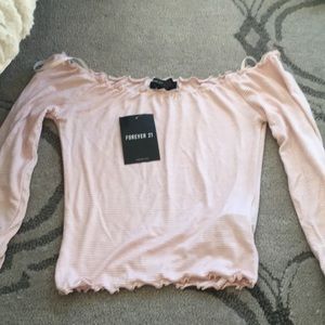 Q Forever 21 striped cold shoulder shirt